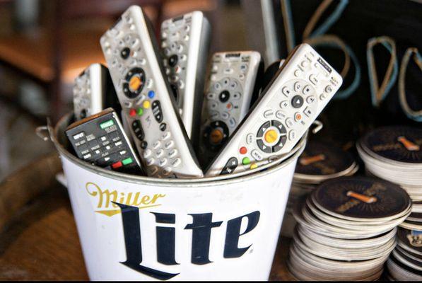 Our FAMOUS bucket of remotes!