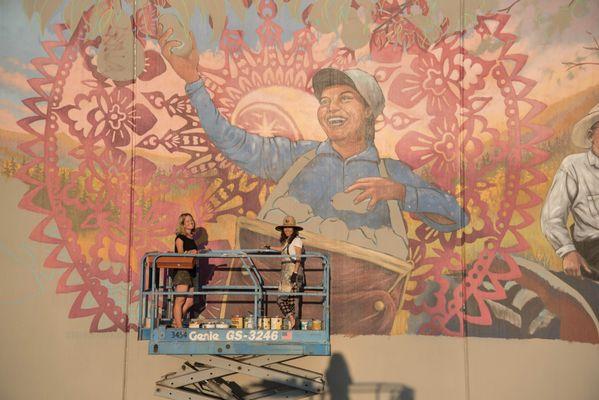 Painting the mural in Odell, OR