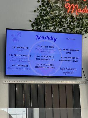 Non dairy rolled ice cream menu