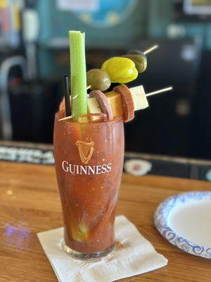 Loaded Bloody Mary... not pictured- chicken wings and donut holes. AWESOME!!! Best Bloody Mary ever!!!