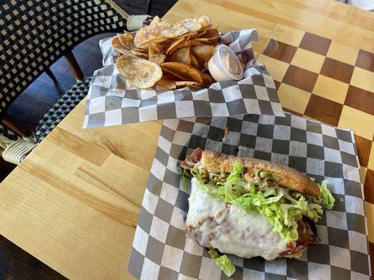 Half muffuletta and house made chips