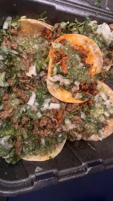 Carne Asada and Chorizo Tacos