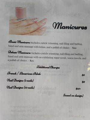 You can choose your level of Manicure.