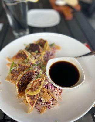 Chicken Potstickers - Sweet and Spicy Mustard, Ginger Soy Sauce