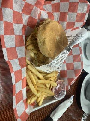 Chicken Burger with fries