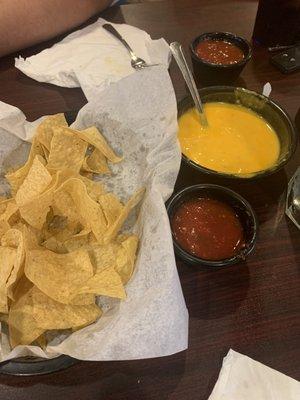 Chips and queso and salsa