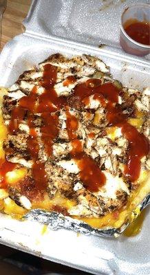 bbq baked potato with bacon, butter, cheese, & grilled chicken