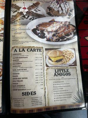 Ala Carte, Sides, & Kids Menu