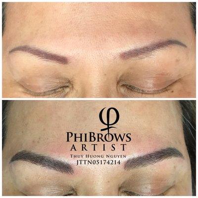 Corrected the old reddish tattoo with 3D microblading technique