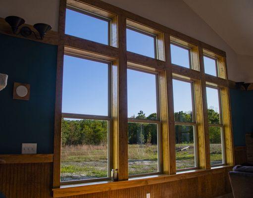 My giant windows.  The wood trim took a week and ended up like a work of art!