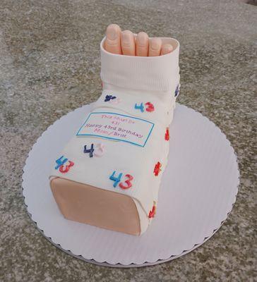 Broken foot birthday cake.