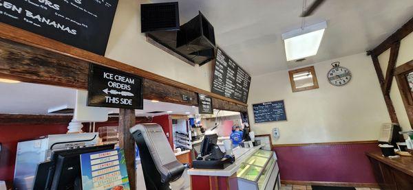 front ordering counter - food on the right, ice cream to the left