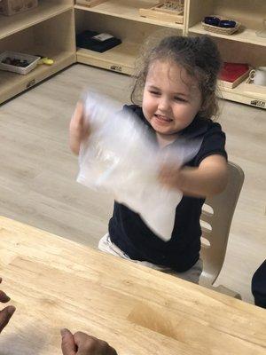 Making Ice Cream is a fun science experiment, turning liquid into a solid!