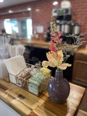 Fresh flowers and coffee--my two favorite things.