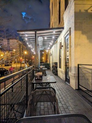 Seating in front of restaurant