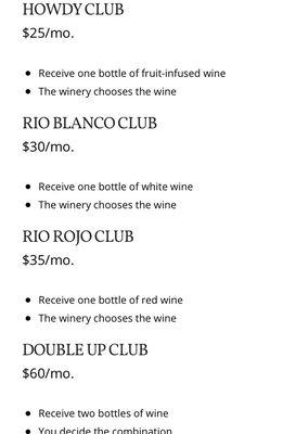 Wine club options