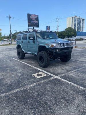 H2 with a 6 inch fabtech lift Mickey Thompson tires & rims I love