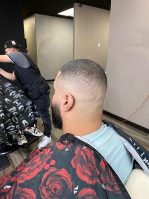 High fade with beard service