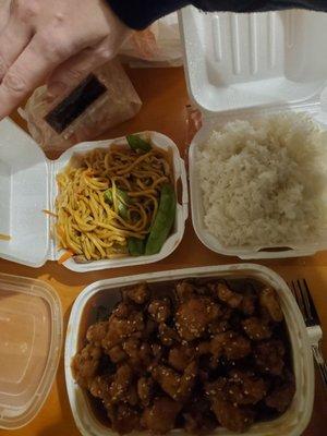 Sesame chicken and lo mein