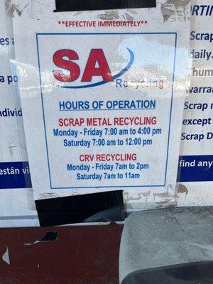 Hours of operation