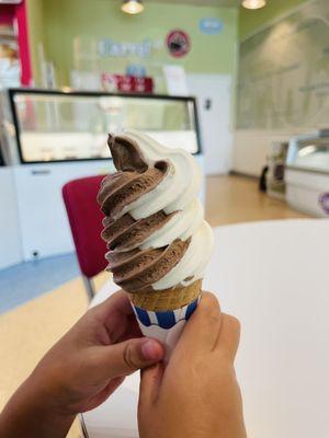 Swirl soft serve with sugar cone