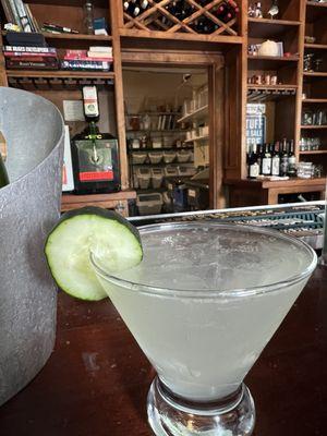 Hendrick's ginger & cucumber cocktail.