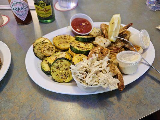 Grilled shrimp and grilled vegetables