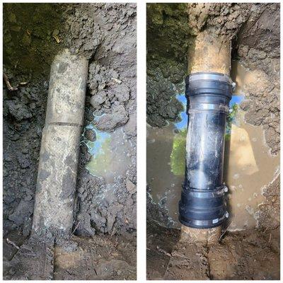 Asbestos concrete sewer line repair