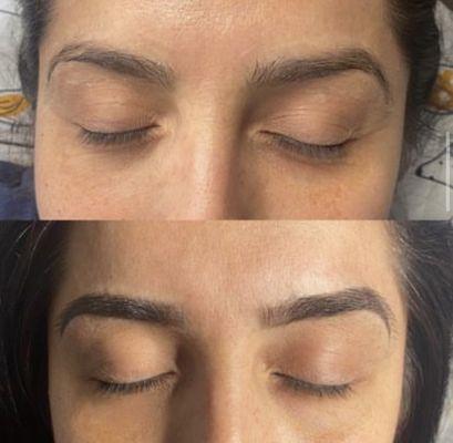 Before and after combo brows