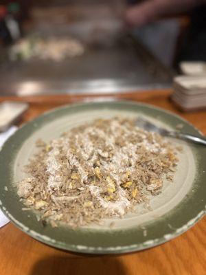 Rice with white sauce prior to meat