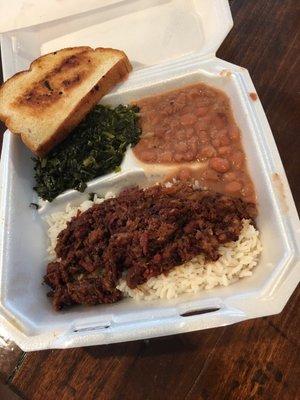 BBQ brisket, pintos and collards...MMMMMMM!!!