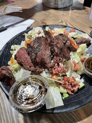 Steak salad was very good.