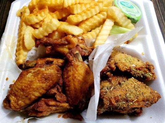 Wings - half Teriyaki and half Lemon Pepper.