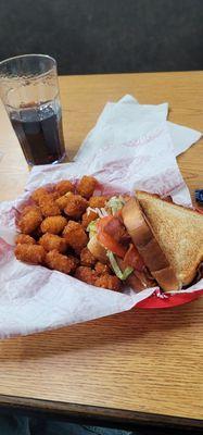 12/4/2024 BLT on Texas toast  Tater tots instead of fries  Diet Pepsi