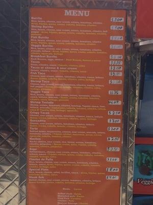 Menu as of June 2015