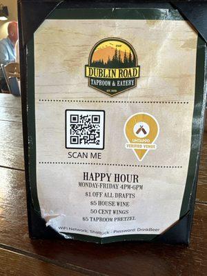 Digital QR code menu