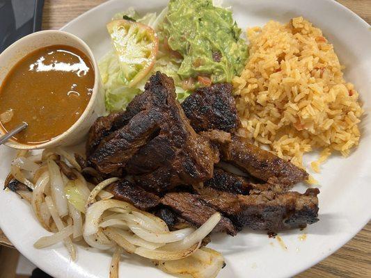 Arrachera plate. The meat was soooo tender, cooked to perfection! Love their rice and Charro beans as well!