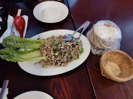 Laab Salad with Sticky Rice