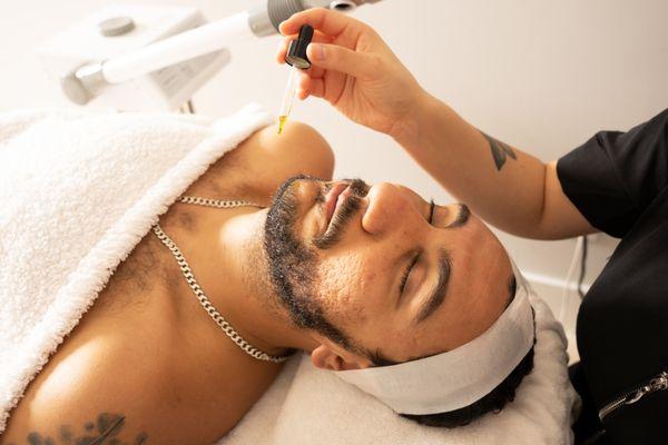 Beard oil included in mens treatment