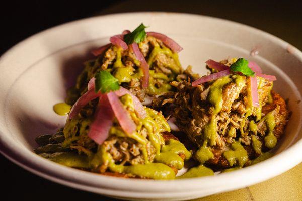 The popular Cheesy Arepas with Pulled Pork