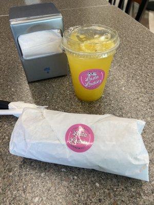 Mango lemonade and a wrap