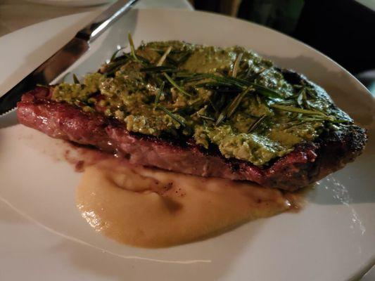 Steak with a fresh pesto