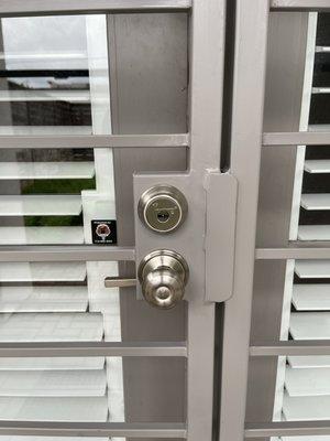 High security deadbolt on iron gate