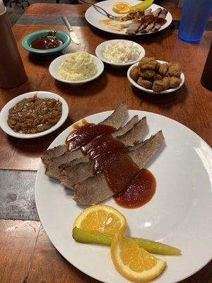 Brisket Platter with sides.