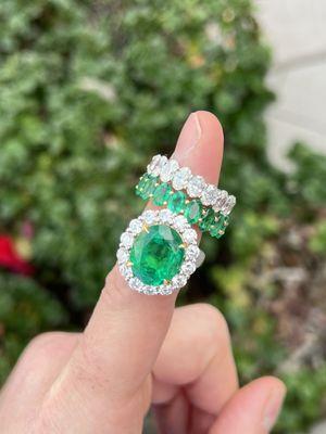 4.53 Carat F VS2 Diamond Eternity in Platinum

6.21 Carat Emerald Eternity Band 18K Yellow Gold

9.18 Carat Oval Emerald set in Platinum