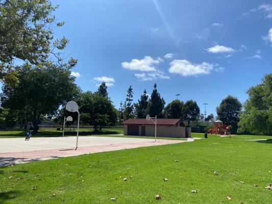 Basketball courts, restrooms, playground