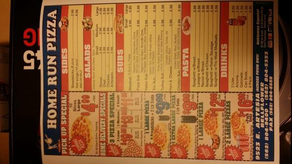 Menu as of 8/18/14.