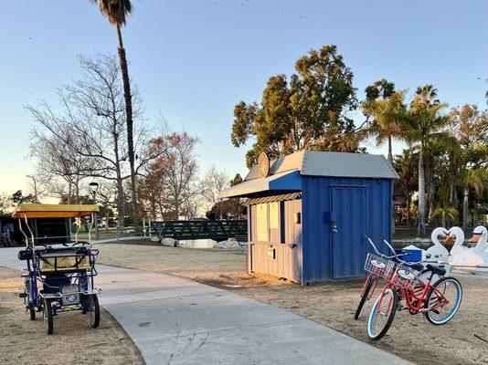 Bike & Swan Paddle Boat rentals near Freedom Lake (NE corner)