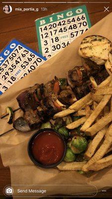 All day Happy Hour Tuesday $10 lamb skewer meal with free Bingo!!!  Yes Please