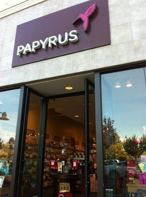 Papyrus is located next to The Body Shop.